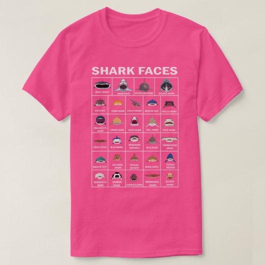 T-shirt Types Of Shark Faces (Design devant)