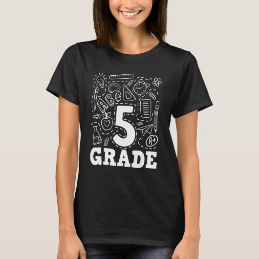 T-shirt Typographie 5e année Retour à l'équipe scolaire Th (Devant)