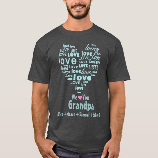 T-shirt Typographie Amour Coeur "We Love You" Personnalisé (Devant)