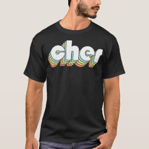 T-shirt Typographie arc-en-ciel Cher Retro style défraîchi