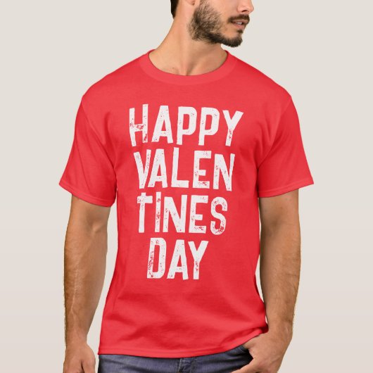T-SHIRT TYPOGRAPHIE BLANCHE DE LA SAINT-VALENTIN HEUREUSE  (Devant)