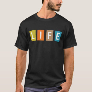 T-shirt Typographie Colorée LIFE - Art de Bloc Minimaliste