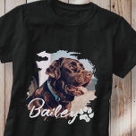 T-shirt Typographie Cool simple et moderne Nom et photo<br><div class="desc">Ce design simple et moderne est composé d'une typographie de script simple et moderne. Ajoutez une photo d'animal de compagnie personnalisée.</div>