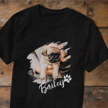 T-shirt Typographie Cool simple et moderne Nom et photo<br><div class="desc">Ce design simple et moderne est composé d'une typographie de script simple et moderne. Ajoutez une photo d'animal de compagnie personnalisée.</div>