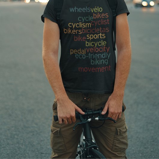 T-shirt Typographie couleur Sport Vélo Noir