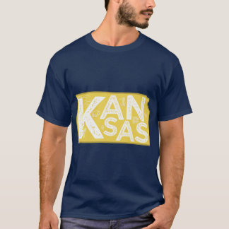 T-shirt Typographie de carte du Kansas Or