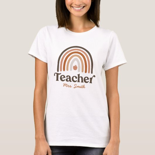 T-shirt Typographie de Cute Boho| Enseignant Rainbow moder (Devant)