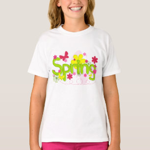T-shirt Typographie de jardin printanier Fleurs Papillons
