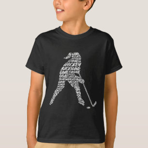 T-shirt Typographie de joueur de hockey Enfants Femmes Fil