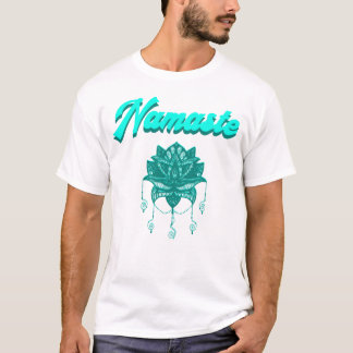 T-shirt Typographie de la fleur de lotus sarcelle Namaste