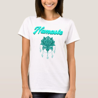T-shirt Typographie de la fleur de lotus sarcelle Namaste
