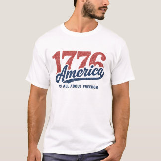 T-shirt Typographie de la liberté américaine vintage 1776