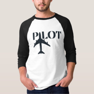 T-shirt Typographie de pilote & Avion, Minimaliste, Simple