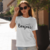 T-shirt Typographie de script - Bonjour