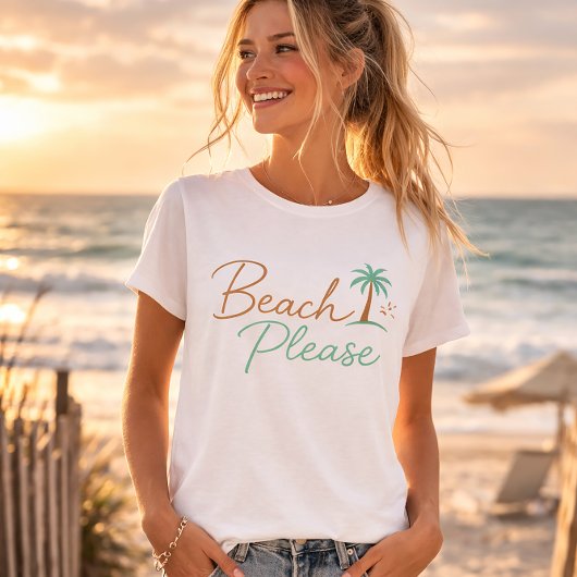 T-shirt Typographie de script pastel Beach Please