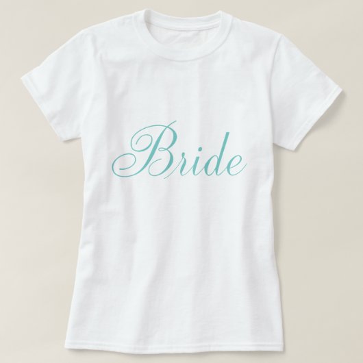 T-shirt Typographie de script vert menthe "Mariée" (Design devant)