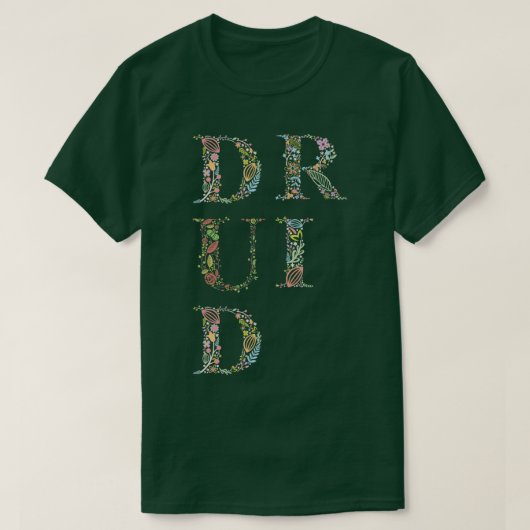 T-shirt Typographie des fleurs druides (Design devant)