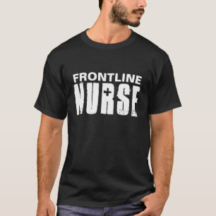 T-shirt Typographie des infirmières de première ligne Noir