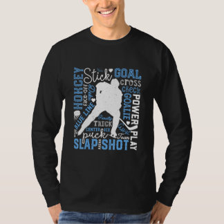 T-shirt Typographie du hockey sur glace Monde Vintage Art