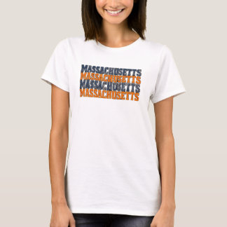 T-shirt Typographie Empilée Vintage Massachusetts en Distr