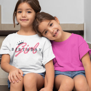 T-Shirt Typographie et couronne pour fille d'anniversaire,