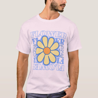 T-shirt typographie florale bleu rétro amoureux