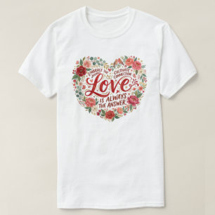 T-shirt Typographie florale en forme de cœur