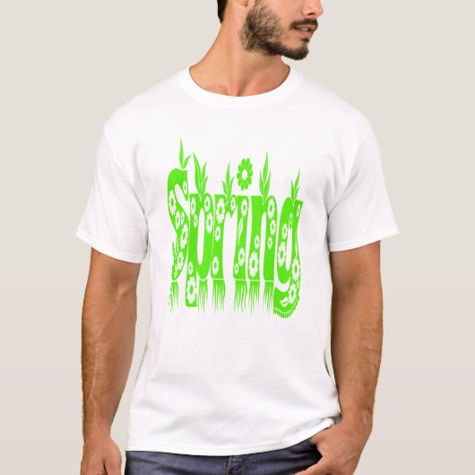 T-shirt Typographie florale vert printemps (Devant)