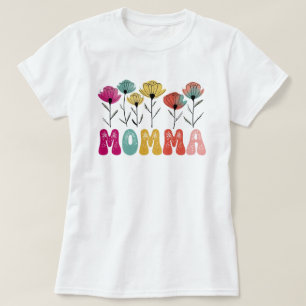 T-shirt Typographie florale vibrante MOMMA pour la fête de