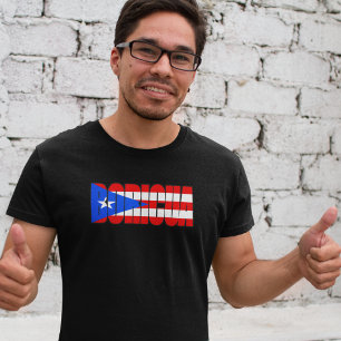 T-shirt Typographie minimaliste du drapeau portoricain Bor