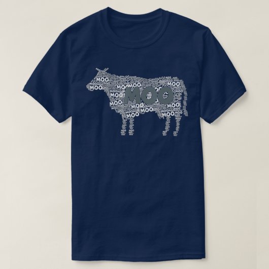 T-shirt Typographie Mot Art Vache Jardinage Vache Moo (Design devant)
