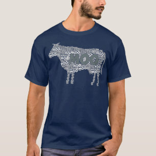 T-shirt Typographie Mot Art Vache Jardinage Vache Moo