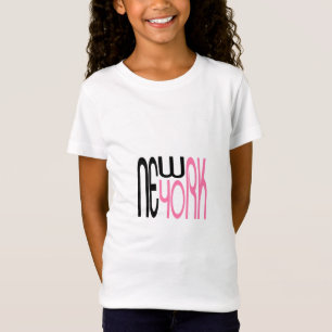 T-Shirt Typographie new-yorkaise rose noire