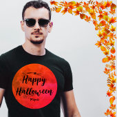 T-shirt Typographie Pleine lune effrayante Orange noir Hal