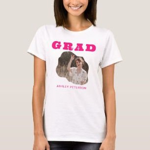 T-shirt Typographie rétro moderne Hot Pink Photo Graduatio