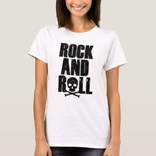 T-shirt Typographie Rock and Roll avec crâne