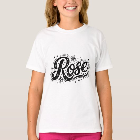 T-shirt Typographie rose - Élégance lunaire (Devant)