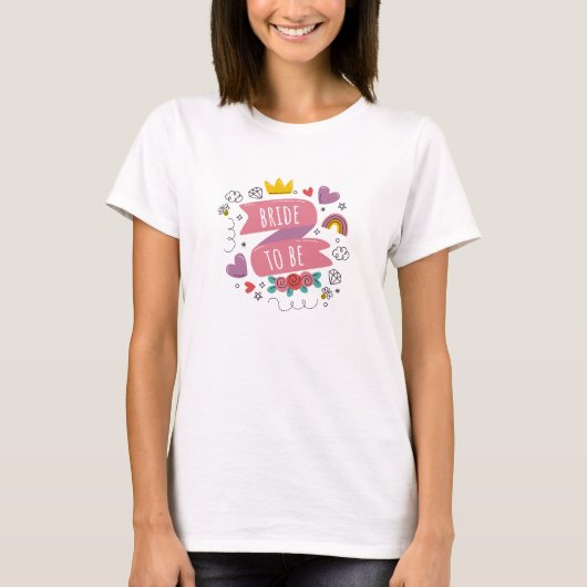 T-shirt Typographie Rose Pour La Future Mariée Moderne (Devant)