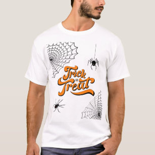 T-shirt Typographie Trick or Treat avec araignées ID680