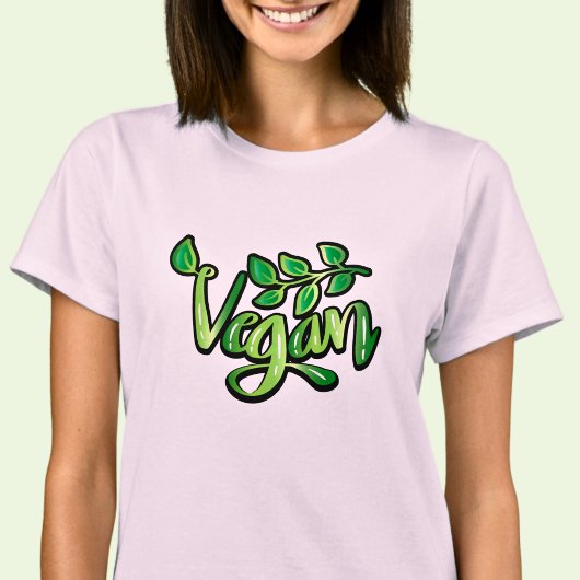T-shirt Typographie Vegan Word sur rose (ou d'autres coule