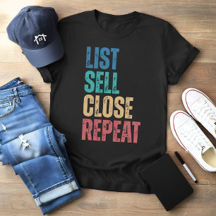 T-shirt Typographie Vintage Realtor Liste Vendre Fermer Ré