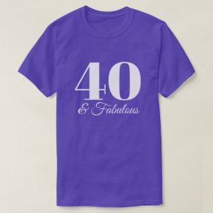 T-shirt Typographie Violet et Blanc 40 & Fabulous