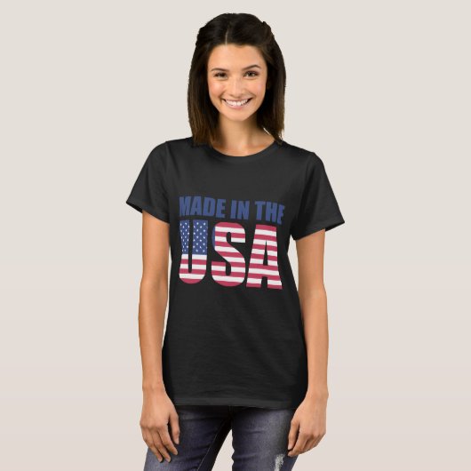 T-shirt typographique avec drapeau américain pour (Devant entier)