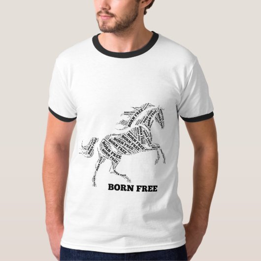 T-shirt typographique Cheval Sauvage Né Libre (Devant)
