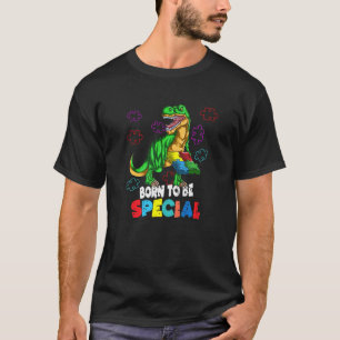 T-shirt Tyrannosaurus Rex Autisme Dire Puzzle Né Pour Être