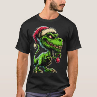 T-shirt Tyrannosaurus Rex en le Grinch à Noël
