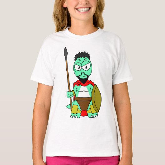 T-shirt Tyrannosaurus Rex Habillé Comme Leonidas. (Devant)