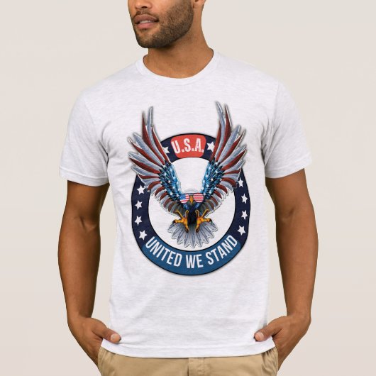 T-shirt U.S.A. American Bald Eagle United We Stand (Devant)