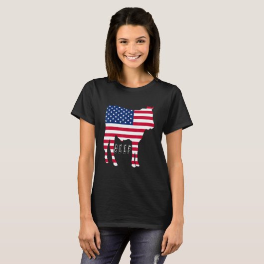 T-shirt U S A Beef Prouve Bull Drapeau Carnivore (Devant entier)
