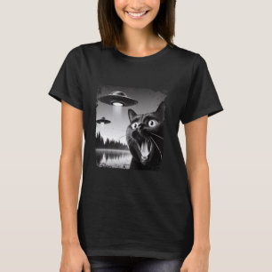T-shirt UFO Alien Chat Selfie Funny Graphic Chat Mème
